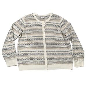 Croft and Barrow Cardigan Sweater Women XL Nordic Button Cottage Retro Christmas